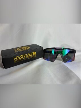 Heatwave Mirrored Shield Sunglasses - Black with Multicolor Iridescent Lens